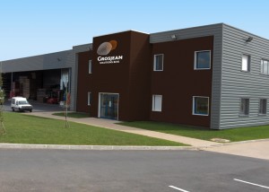 Grosjean Solutions Bois - Agence le 6 - identité visuelle - logotype - enseigne sur site industriel - univers signaletique