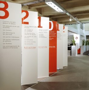 Forum Point P-Signaletique Directionnelle-Conception signaletique site-Identite visuelle-Creation Agence le 6 Paris