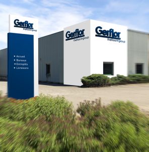 Gerflor-Logotype-Signaletique site industriel-Totem-Identite visuel-charte graphique